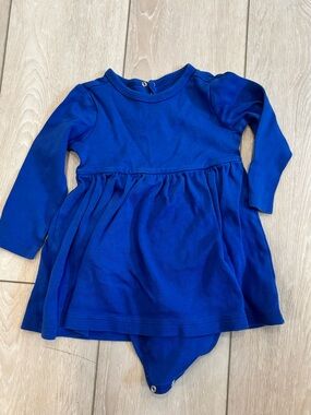 Primary Royal Blue Long-Sleeve Dress with Bodysuit